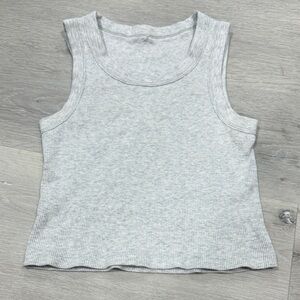 Brandy Melville Light Gray Ribbed Tank Top